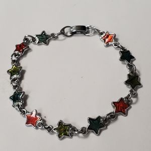 VINTAGE STAR BRACELET Paua Shell Abalone Shell Multicolored Star Shaped Links.